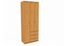 Шкаф ШК-3/5 для одежды белья 3-х дверный с ящиками 900х2100х520 шимо темный шимо светлый Феникс