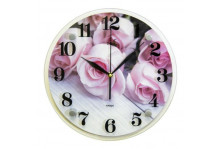 Часы настенные 3030-018 круглые розы на столе 21век 