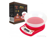 Весы кухонные 5кг чаша 0,6л сенсорное управление LCD дисплей бел/красн 7935 Матрена