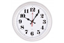 Часы настенные 2950-003 круг диам 28,5 СМ классика корп бел с серебром рубин новинка