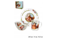 Набор детский стекло 3 предмета Маша и Медведь Добрый день кружка 250мл тарелка 19,5см салатник 13см Мфк