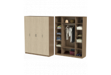 Шкаф ШО-1600.1 4-х дверный для платья и белья 2100х1600х520 дуб сонома Влад