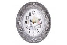 Часы настенные 3126-011 овальные (31х26) Париж корпус серый/серебро  Рубин