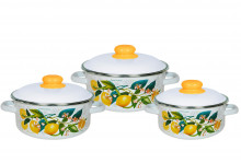 Набор посуды эмаль 3 предмета №05 Лимоны в цвету белоснежный 1кв051м (2л, 3л, 4л) Череповец