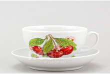 Пара фарфор 220мл рубин Вишня Дулевский фарфор