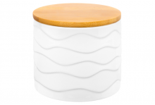 Банка фарфор д/хранения с дер крышкой айсберг волны белая 800мл Элан