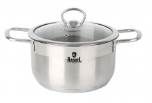 Кастрюля R-60 Гретта со стеклянной крышкой 6.0л нержавеющая сталь Rashel