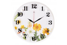 Часы настенные 3030-033 круглые диам 30см цветочная композиция Рубин