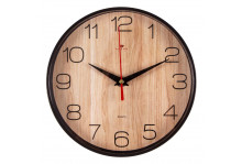 Часы настенные 2019-002 круг диам 19,5см текстура дерева корпус черн Рубин