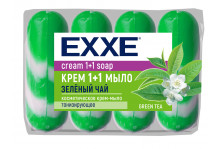 Мыло крем exxe 1+1 зеленый чай 4шт*90г зеленое полосатое