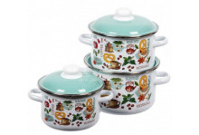 Набор посуды эмаль 3пр №02 утренний кофе белосн 6кв021м (2л, 3л, 4л) Череповец