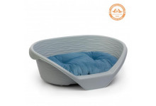 Лежак для кошек и собак пластиковый с подушкой серый Альтернатива