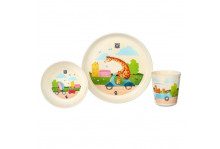 Набор детской посуды play with me busy animals lalababy тарелка+миска+стакан П-ц