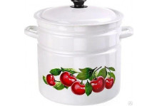 Кастрюля эмаль 9.0л цил борт вишневый сад Кмз