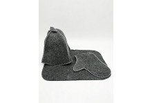 Комплект для сауны 3пр шапка+коврик+рукавица "classic gray" п/шерсть Бацькина баня