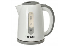 Чайник электрический 1.7л 2200вт диск съемн фильтр пластик бел/сер Delta