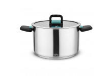 Кастрюля нержавеющая сталь 2,0 л Изумруд, стеклянная крышка,  складные ручки, шкала литража, индукция, Lara