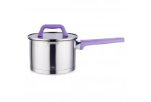 Сотейник 2,0 л Лаванда нержавеющая сталь, стеклянная крышка, ручка Soft Touch, сливной носик, индукция, Lara