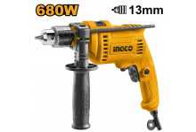 Дрель ударная 680 Вт, 0-3000 об.мин., 0-48000 уд/мин, реверс, регулировка оборотов, патрон ключевой 13 мм, Ingco