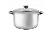 Кастрюля нержавеющая 9,0 л цилиндрическая Общепит стеклянная крышка D28 H22.5 трс, Лысьва