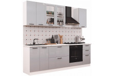 Кухня Серый глянец фасад стол рабочий под встроенную плиту с ящиком МДФ Calpe