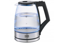 Чайник электрический 1.8 л 1850-2200 Вт стекло, подсветка, черный, Homestar