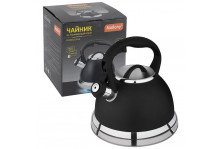 Чайник нержавеющая сталь 3.5 л со свистком Classico Stile черный, для всех видов плит, Mallony