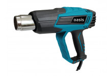 Фен промышленный 2000 Вт, 3 режима 60/500 л/м, 350/300 л/м, 600/500 л/м, насадки, вес 0.77 кг, Oasis