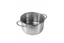 Кастрюля Элси 3,0л нержавеющая сталь, стеклянная крышка, мерная шкала, для всех видов плит, Frezzto Taller