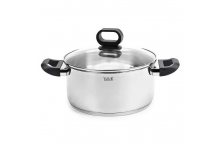 Кастрюля Тиана 3,2 л нержавеющая сталь, стеклянная крышка, мерная шкала, для всех видов плит, Taller