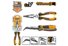 Тонкогубцы изогнутые 160 мм двухкомпонентные рукоятки Super Ingco