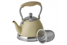 Чайник нержавеющая сталь 1.0л Alpenkok заварочный бежевый для всех видов плит