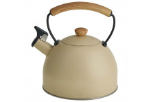 Чайник нержавеющая сталь 2.5 л Webber со свистком, ручка дерево, бежевый, для всех видов плит