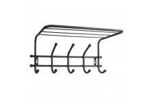 Вешалка настенная 5 крючков с полкой Комфорт черная, Исток