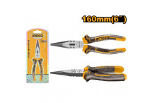 Длинногубцы 160 мм комбинированные ручки, Ingco
