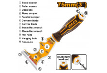 Шпатель-скребок 60 мм малярный двухкомпонентная рукоятка Industrial Ingco