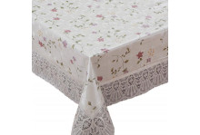 Готовая скатерть Meiwa F-55 WH/BR прямоугольная 122х152 см, белая/коричневая