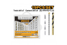 Набор сверл и бит 19 шт Ingco