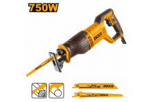 Пила сабельная 750 Вт, 900-3300 ход/мин, 25 мм ход пильного полотна, Ingco