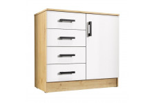 Комод К-800-1Д 810х830х430 дуб вотан, белый гладкий, ЛДСП, Эра