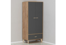 Гостиная Скандик МС.01.00-00 шкаф для одежды 2-х двер с ящиком, дуб крафт золотой, графит серый, Элегия