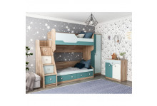 Кровать 2-х ярусная + лестница 2330х1820х850 Карлсон-2 ЛДСП+МДФ, Нарус