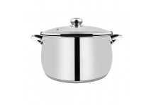 Кастрюля сферическая Общепит 9,0 л нержавеющая сталь, стеклянная крышка, d29.6 h22, ТРС, Лысьва