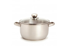 Кастрюля Прима Блеск 4,0 л нержавеющая сталь, объемные ручки, стеклянная крышка, ТРС, Аша 