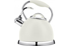 Чайник нержавеющая сталь 2,5 л со свистком, белый, индукция, Linea Tea