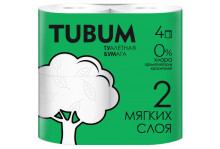 Бумага туалетная Tubum 2 слоя, 4 рулона 