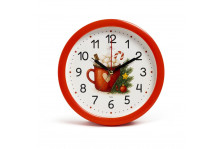 Будильник В4-052, диаметр 15 см, Новогодний напиток, корпус красный, Рубин