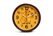 Будильник В4-059, диаметр 15 см, Капибара, корпус коричневый, Рубин