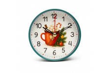 Будильник В7-030 Новогодний напиток, корпус зеленый, Рубин