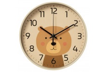 Часы настенные 2019-004 круглые, диаметр 19,5 см, Медвежонок, хаки, Рубин